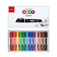 라인프러스 유성매직 12색 세트 손편한 삼각모양, 1개, 혼합