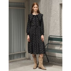 [르샵.] 플라워 패턴 프릴 카라 긴팔 원피스 (DP3OW023A)