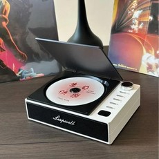 CD플레이어 스크린 휴대용 CD 플레이어 워크맨 빈티지 디스크 블루투스 스피커 앨범 올인원 선물, white