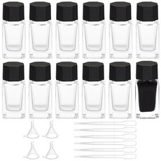 BENECREAT 12個 잉크병 빈 유리병 18ml 빈 잉크병 깔때기 4개와 뷰렛 6개 포함 액체 보관 용기 빈 병 만년필 서예 진학 유리병
