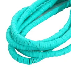 플랫 라운드 폴리머 클레이 비즈 칩 디스크 스페이서 슬라이스 비즈 DIY 쥬얼리 만들기 수제 팔찌 목걸이, 01 4mm, 30 Peacock Green