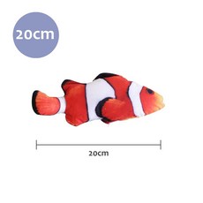 最新爆款仿真貓草魚貓草魚貓咪玩具仿真魚貓玩具寵物紓壓玩具貓草抱枕擬真魚貓薄荷魚逗貓玩具振風, 1個, 【20cm】-小丑魚