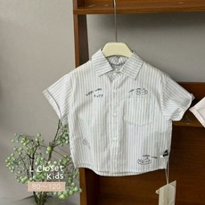 LC.kids 清新小塗鴉細條紋襯衫