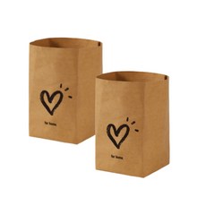 Doodle Cat 愛心防水紙袋, 混合顏色, 2個