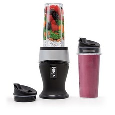 Ninja Nutri-Plus 개인용 블렌더 | 컴팩트 푸시 투 블렌드 | 냉동 음료 스무디 소스 등 만들기 | 591.5ml(20온스) 휴대용 컵 3개 뚜껑 2개 및 보, Push to blend