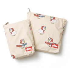 오우아스튜디오 어린이집 준비물 방수 파우치 2종 세트, 코니 베이지