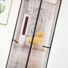 [사마누] 방문모기장 모기차단 출입구방충망 심플 문 모기장 100x210cm 브라운