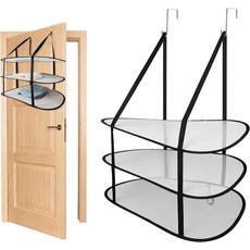 신바나 2개 스웨터 건조대 3단 오버 도어 접이식 4개의 후크가 있는 내구성 평평한 욕실 침실 기숙사에 적합