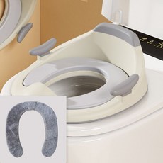 智能馬桶嬰兒童坐便圈男女寶寶專用坐便器大號小孩厠所坐墊蓋便盆, 柔軟坐墊灰色馬桶圈+長絨墊-適合智能普通