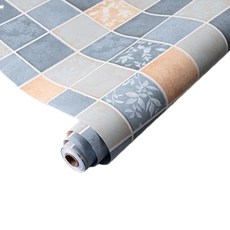 自粘式 牆地面貼 防水防油 牆貼 耐磨地板 PVC地板, 浴室地板貼（方格嵐花 60公分*3公尺）