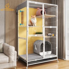 貓別墅家用二層三層附廁所一體室內超大自由空間不佔地貓籠貓屋舍, 1個, 兩層78*55*100防濺砂,可放寬度50cm貓砂盆
