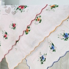 자수 꽃 패턴 거즈 주방 행주 식탁 덮개 면 타올 흡수력 좋은 식기 닦이 주방, 1개, SN.꽃무늬손수건세트