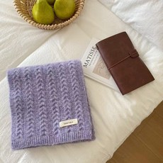 新款冬季含羊毛軟糯圍巾女針織純色複古百搭保暖加厚質感圍巾飾品