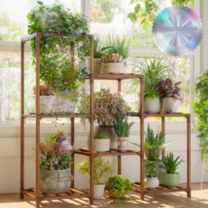 유토피아홈 거실 화분 선반대 실내 베란다, 내추럴, 7단