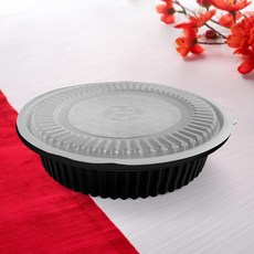 耐熱 外帶餐盒 黑色 圓形 便當盒 可微波 台灣製造, 1個, 50個裝