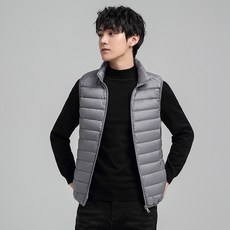 高品質白鴨絨羽絨背心男 保暖立領羽絨馬甲夾克 秋冬戶外背心外套