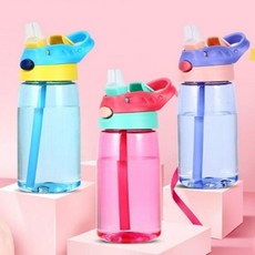 물통 텀블러 어린이집 480ml 유아 투명 빨대 물병+온유통상Shop, 3 빨대텀블러 블루-단일상품