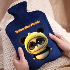 熱水袋註水式加厚防爆暖水袋灌水熱敷暖肚子學生暖被窩暖腳暖手寶, 1個, 【墨藍小熊貓】500ml-可拆洗