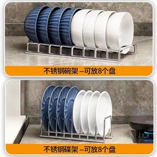 OJAA 長方形網格碗碟收納架 不銹鋼廚房瀝水拉籃 碗盤收納置物架, 放8個碟 長30 一個裝, 1個