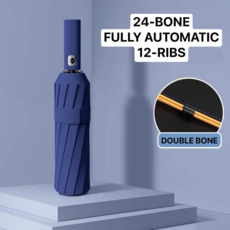 新款上市！24 肋大型自動高爾夫傘 - 防風、防水、耐用 增強防曬 - 時尚商務和戶外使用, 1pc 藍色, 1個