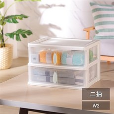 聯府 清靜居家收納盒 分類盒 整理箱 文具盒 鐵力士 三層櫃, 1個, W2-二格, 透明