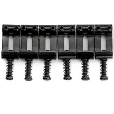 Musiclily 울트라 10.5mm 강화 스틸 안장 빈티지 브릿지 안장 스트랫 스타일 일렉트릭 기타용 크롬 (6개 세트), 블랙