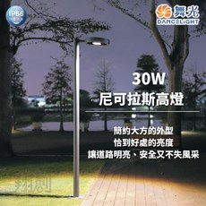 舞光 尼可拉斯高燈 30W 黃光 戶外照明 路燈 街燈 公園燈, (30W 尼可拉斯高燈),3000K  黃光