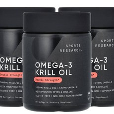 스포츠리서치 오메가3 크릴오일 2000mg 60정 3병 더블스트랭스 Krill Oil, 3개