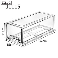Z3JC 透明收納盒可疊加加厚抽屜式收納文具咖啡化妝品收納盒桌面收納盒, 1個, 鯨魚小號(透明加厚):如圖