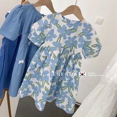 韓系童裝女童碎花泡泡袖連衣裙