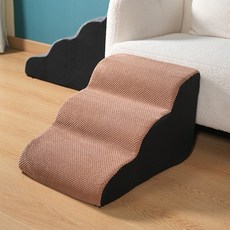 本町萌寵 《泰迪低坡度寵物爬梯》寵物樓梯、寵物階梯、寵物梯子、寵物斜坡、寵物海綿樓梯、狗狗樓梯、寵物爬高、寵物沙發, 咖啡色四階(可超取) 40*72*45, 1個