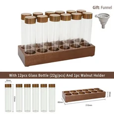 Alikisscafe 커피 콩 보관 튜브 컨테이너 디스플레이 단일 용량 차 배기 바리 스타 도구 에스프레소 액세서, 02 Set Of 12 Holes 22g