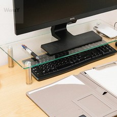 웬카 사무실모니터받침대 투명 유리 모니터받침대, 700X240(대)