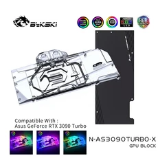 ASUS GeForce RTX3090 TURBO용 Bykski GPU 수냉 블록 그래픽 카드 액체 냉각 시스템 수냉 N-AS3090TURBO-X, 01 RBW(5v 3pin)