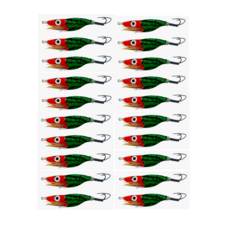 FST 왕눈이 삼발이 에기 왕발 수평에기 문어 에기 축광 대왕 피문어 돌문어 3발 애기 채비 20개입, 1세트, 9g, 수박