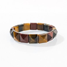 杰鴻 三色虎眼 手排材料 四方形切角珠12X12MM 寶石珠珠DIY手工材料, 1個, 12X12MM