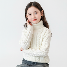 지디오 주니어 여아 목폴라 니트 티셔츠 꽈배기 터틀넥 스웨터 겨울 피셔맨 목티