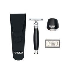 FREED 雙刃式刮鬍刀尊爵四件組禮盒 多色可選 刻字 男士禮物, 1個, 極致黑,不需要刻字