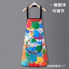 J1 兒童畫畫衣 圍裙 防水防髒 美術反穿護衣 幼兒園吃飯圍兜, 畫畫圍裙 備註尺碼,小號【身高80-100cm】