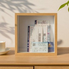 티켓 보관함 야구티켓 수집 홀더 투명 액자 티켓북 영화, 정사각형 15 x 15cm, 1매, 내추럴 우드 컬러 투명스타일