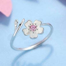 큐빅 플라워 패션 반지 여성 실버 오픈형 데일리 나비 심플