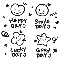 데이데이스마일 하트 별 클로버 꾸미기스티커 5종 레터링 컷팅 스티커, 블랙