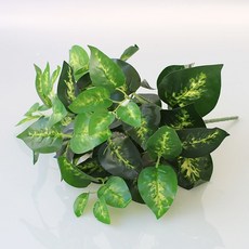 嘉義出貨 仿真植物 假綠植 龜背芋 綠蘿 植物牆配件 草坪植物牆配飾 仿真植物牆配材 壁掛草 仿真草坪綠植牆 柵欄裝飾品, 8叉56葉万年青, 1個