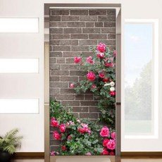 아트박스/꾸밈 fh244-현관문시트지_붉은장미넝쿨담장