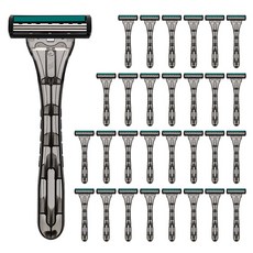 리빙만렙 개별 포장 일회용 블랙 3중날 면도기, 1세트, 30개입