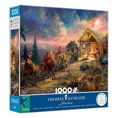 Ceaco - Thomas Kinkade Away in a Manger 성인용 1000피스 퍼즐 게임의 밤에 도전적이고 완벽함 완성된 사이즈 66.25 x 49.75cm(26.