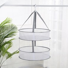 憶香許快樂購 家用 可摺疊網曬衣籃 曬衣網 毛衣 羊毛衫 防變形 平鋪 晾衣籃曬 吊掛曬衣網 曬衣架 曬襪網 晾曬架, 灰色粗網大號61CM雙層