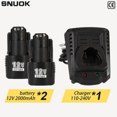 SNUOK12V 전동 공구 배터리 팩 2.0Ah는 리튬 배터리용 브러시리스 110-240V 렌치 전동 가위 앵글 그라인더를 지원합니다., 2)2.0-US, 12V용, China Mainland
