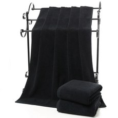 純棉黑色毛巾浴巾方巾 - 厚實柔軟、吸水速乾、多尺寸可選, 1個, 進口黑色方巾(2入), 黑色