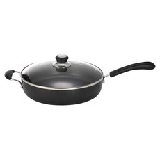 테팔 스페셜티 알루미늄 팬 리드 포함 일반편수냄비, Black, 30.5cm, Black 30.5cm